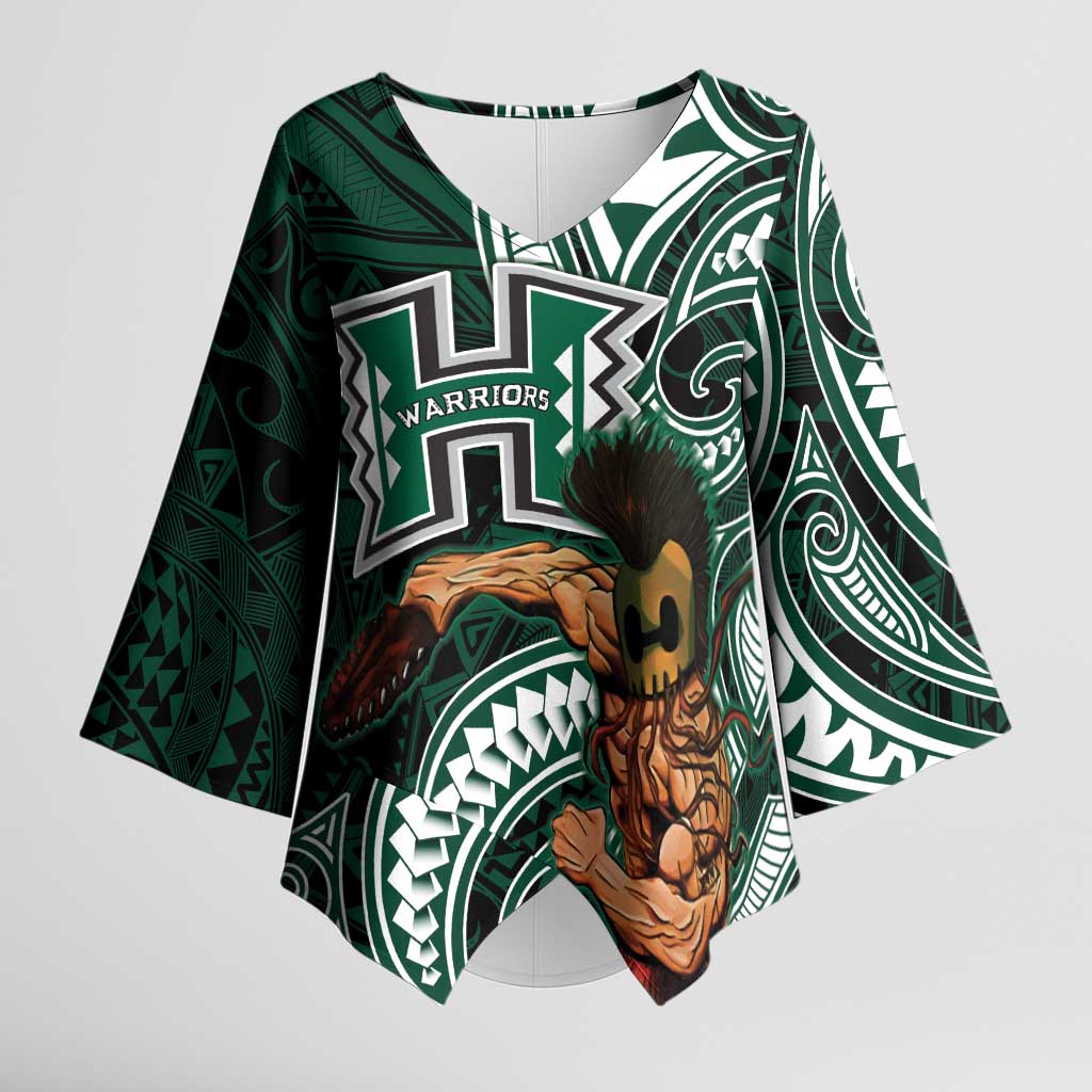 Hawaii Ikaika Warrior Football Kimono Sleeve Blouse Polynesian Tribal Tattoo - Polynesian Pride