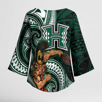 Hawaii Ikaika Warrior Football Kimono Sleeve Blouse Polynesian Tribal Tattoo - Polynesian Pride