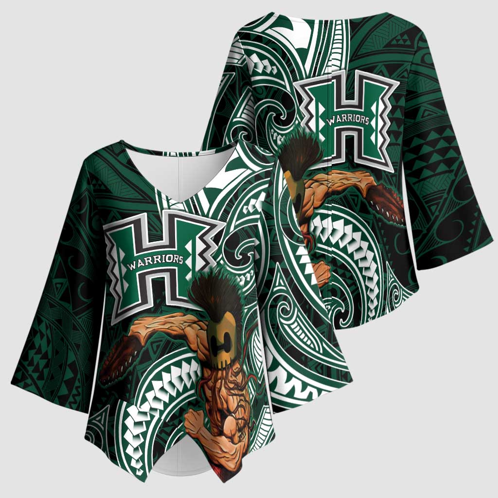 Hawaii Ikaika Warrior Football Kimono Sleeve Blouse Polynesian Tribal Tattoo - Polynesian Pride