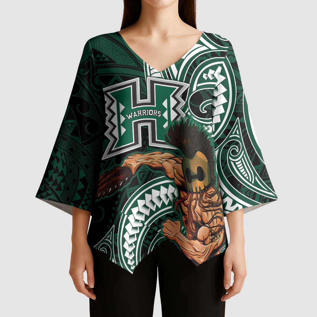 Hawaii Ikaika Warrior Football Kimono Sleeve Blouse Polynesian Tribal Tattoo - Polynesian Pride