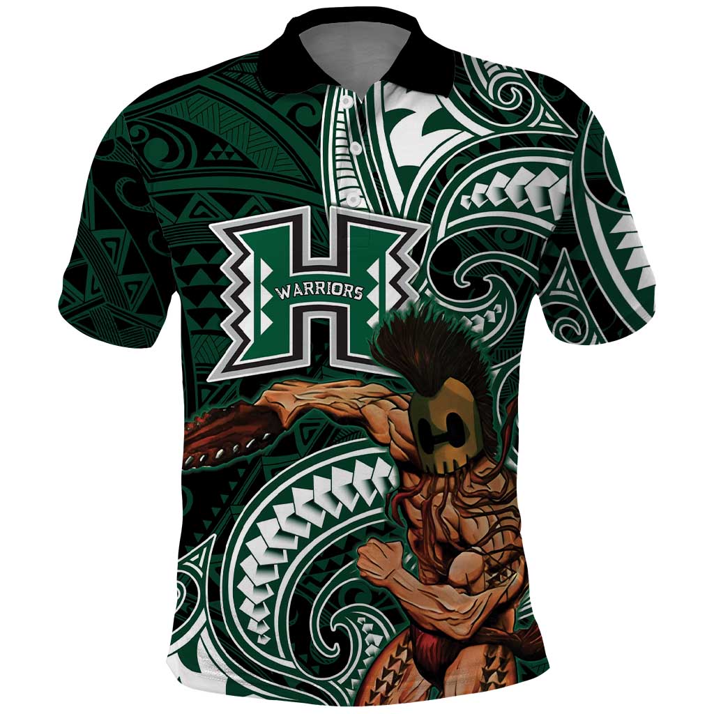 Hawaii Ikaika Warrior Football Polo Shirt Polynesian Tribal Tattoo - Polynesian Pride