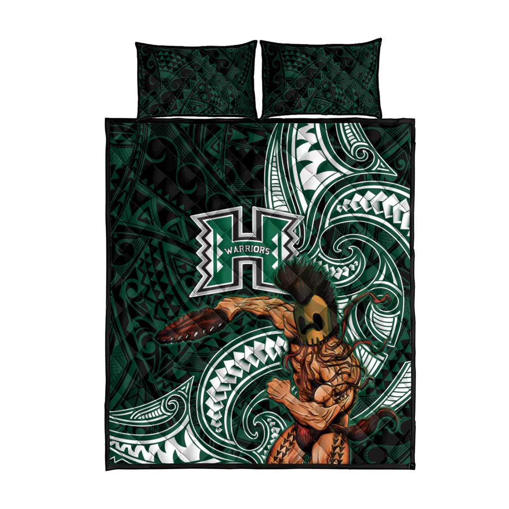 Hawaii Ikaika Warrior Football Quilt Bed Set Polynesian Tribal Tattoo - Polynesian Pride