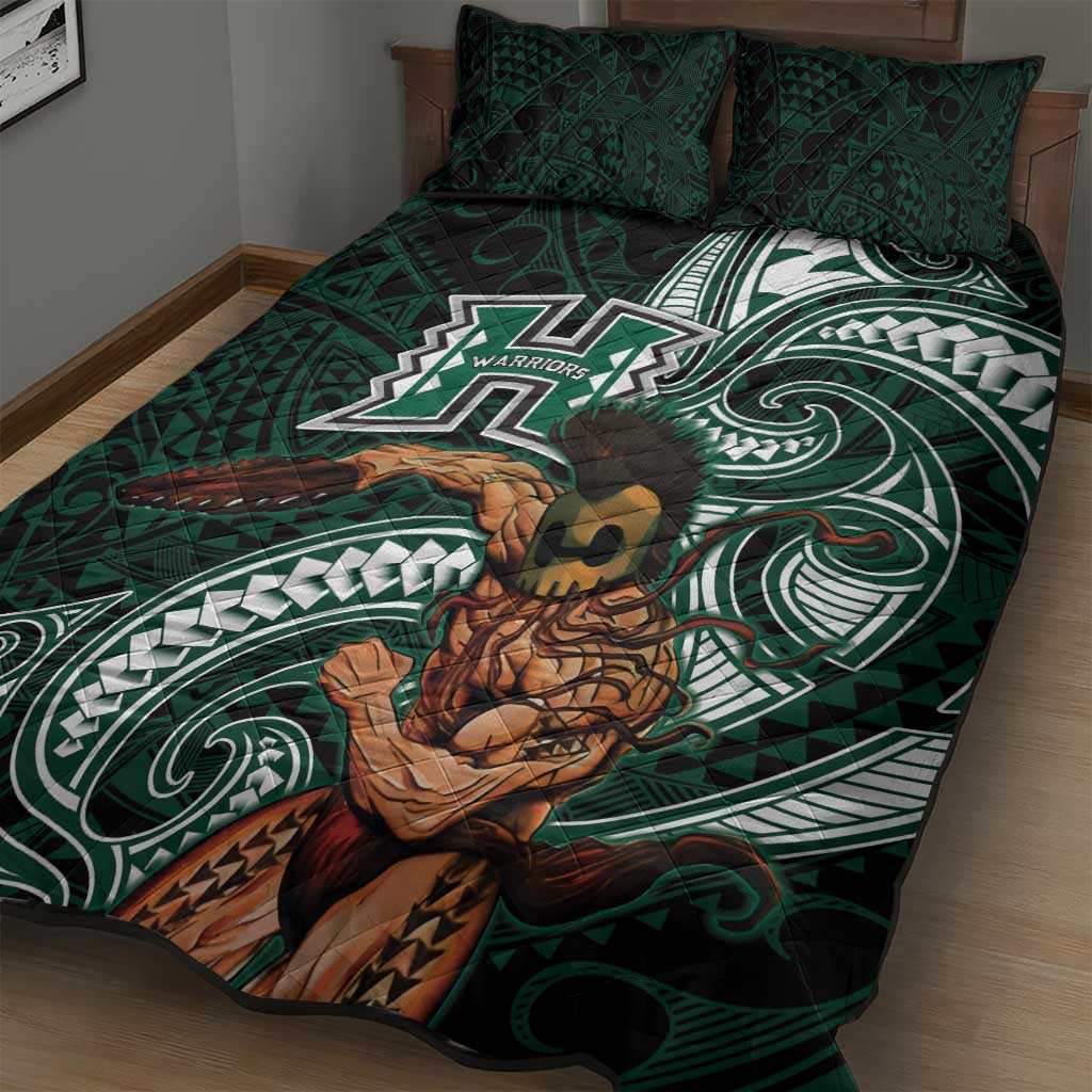 Hawaii Ikaika Warrior Football Quilt Bed Set Polynesian Tribal Tattoo - Polynesian Pride