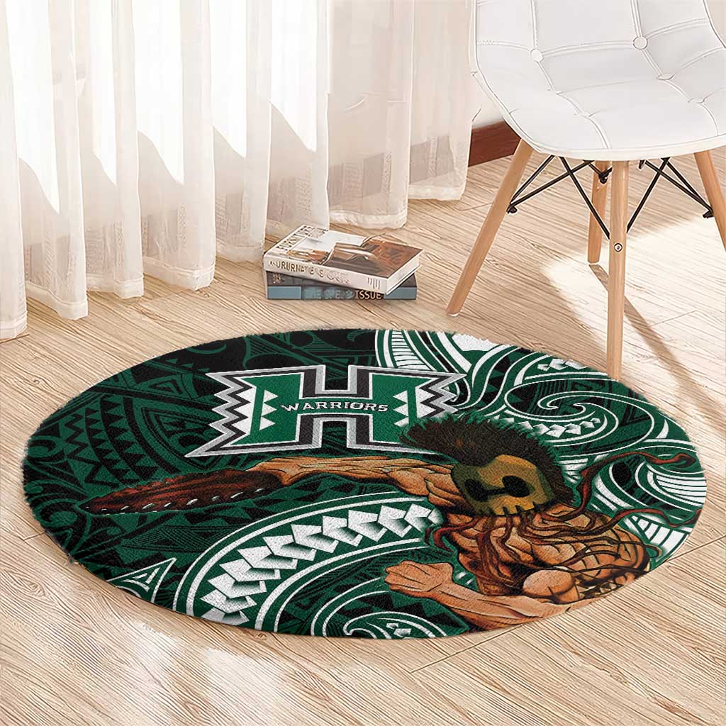 Hawaii Ikaika Warrior Football Round Carpet Polynesian Tribal Tattoo - Polynesian Pride
