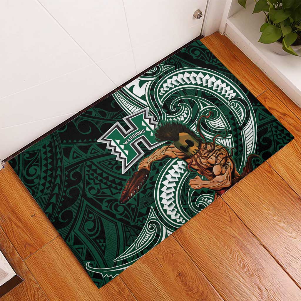 Hawaii Ikaika Warrior Football Rubber Doormat Polynesian Tribal Tattoo - Polynesian Pride