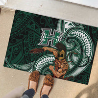 Hawaii Ikaika Warrior Football Rubber Doormat Polynesian Tribal Tattoo - Polynesian Pride