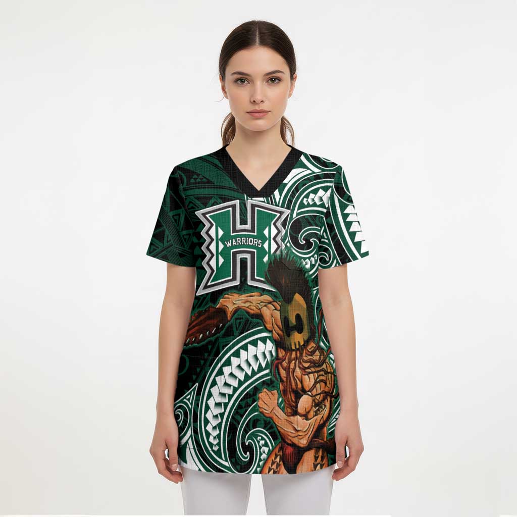 Hawaii Ikaika Warrior Football Scrub Top Polynesian Tribal Tattoo - Polynesian Pride