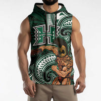 Hawaii Ikaika Warrior Football Sleeveless Hoodie Polynesian Tribal Tattoo - Polynesian Pride