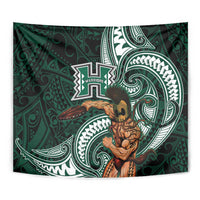 Hawaii Ikaika Warrior Football Tapestry Polynesian Tribal Tattoo - Polynesian Pride