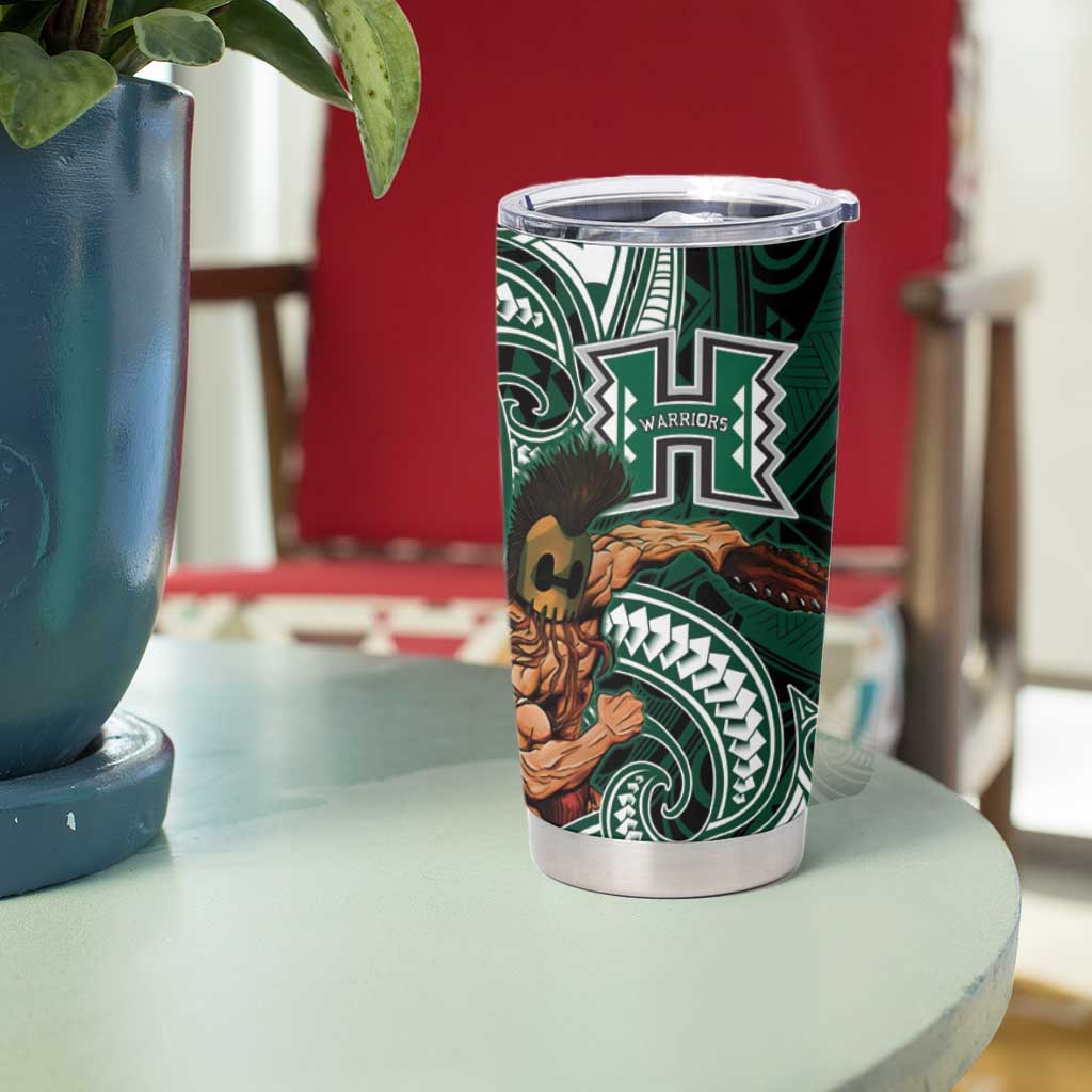 Hawaii Ikaika Warrior Football Tumbler Cup Polynesian Tribal Tattoo - Polynesian Pride