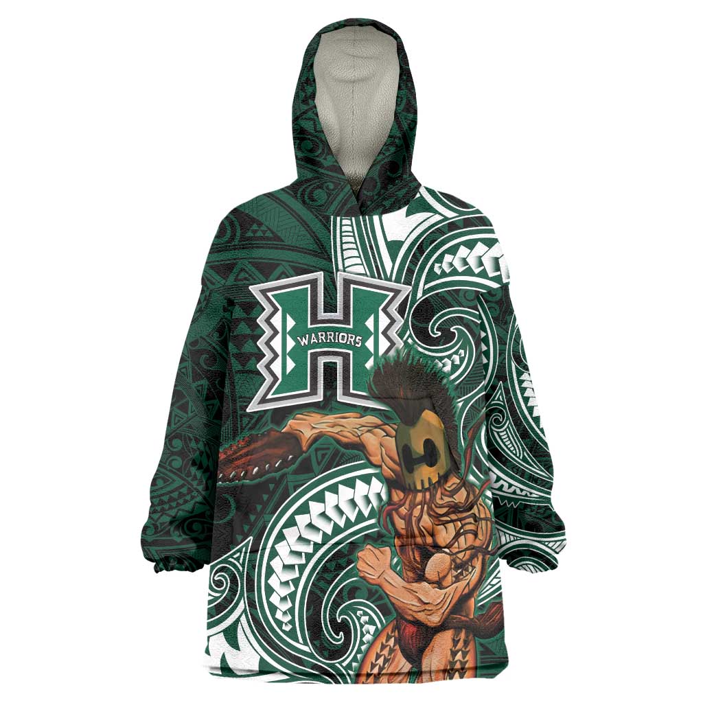 Hawaii Ikaika Warrior Football Wearable Blanket Hoodie Polynesian Tribal Tattoo - Polynesian Pride