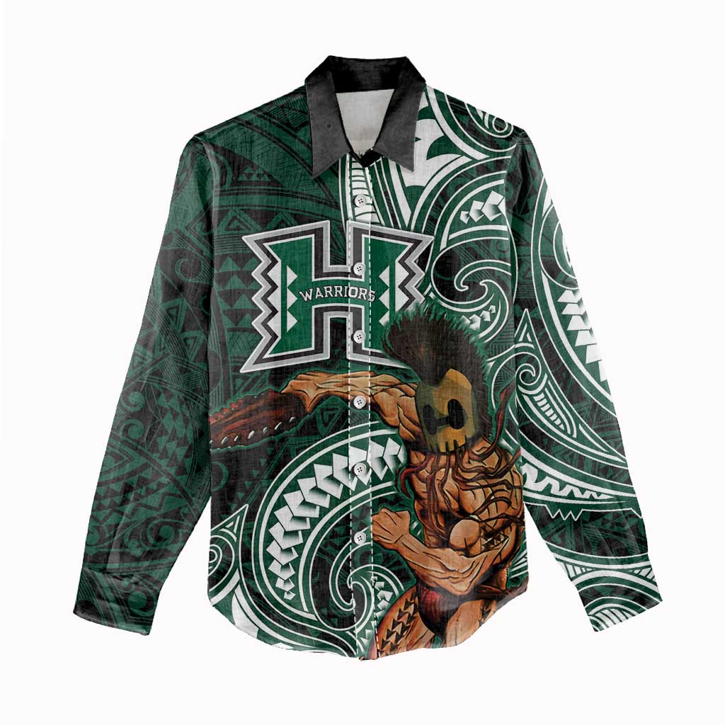 Hawaii Ikaika Warrior Football Women Casual Shirt Polynesian Tribal Tattoo - Polynesian Pride