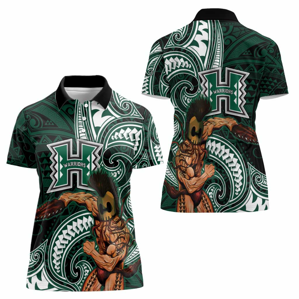 Hawaii Ikaika Warrior Football Women Polo Shirt Polynesian Tribal Tattoo - Polynesian Pride