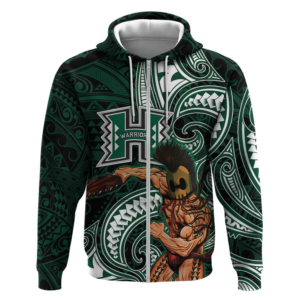 Hawaii Ikaika Warrior Football Zip Hoodie Polynesian Tribal Tattoo - Polynesian Pride