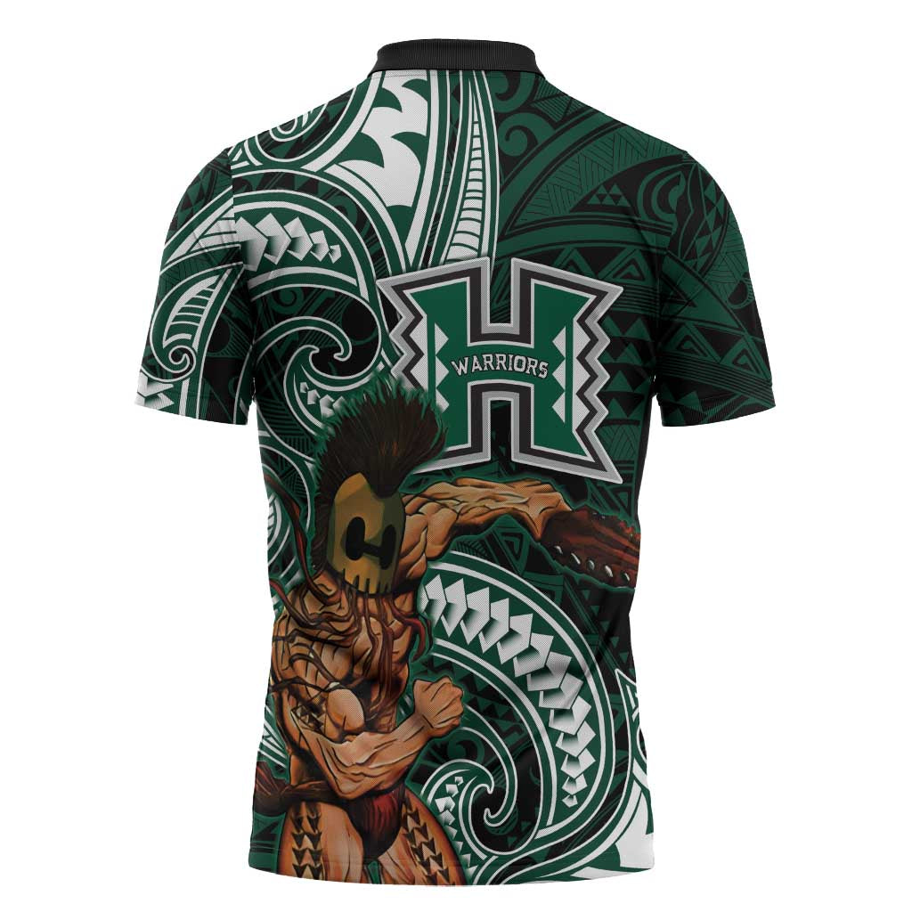 Hawaii Ikaika Warrior Football Zipper Polo Shirt Polynesian Tribal Tattoo - Polynesian Pride