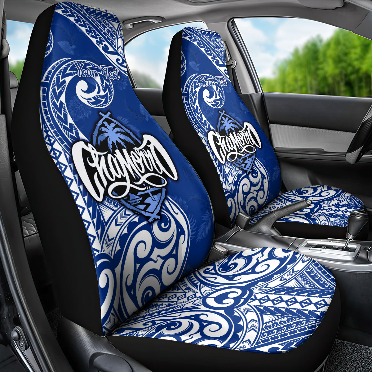 Personalised Hafa Adai Guam History and Chamorro Heritage Day Car Seat Cover Blue Latte Stone LT05 - Polynesian Pride