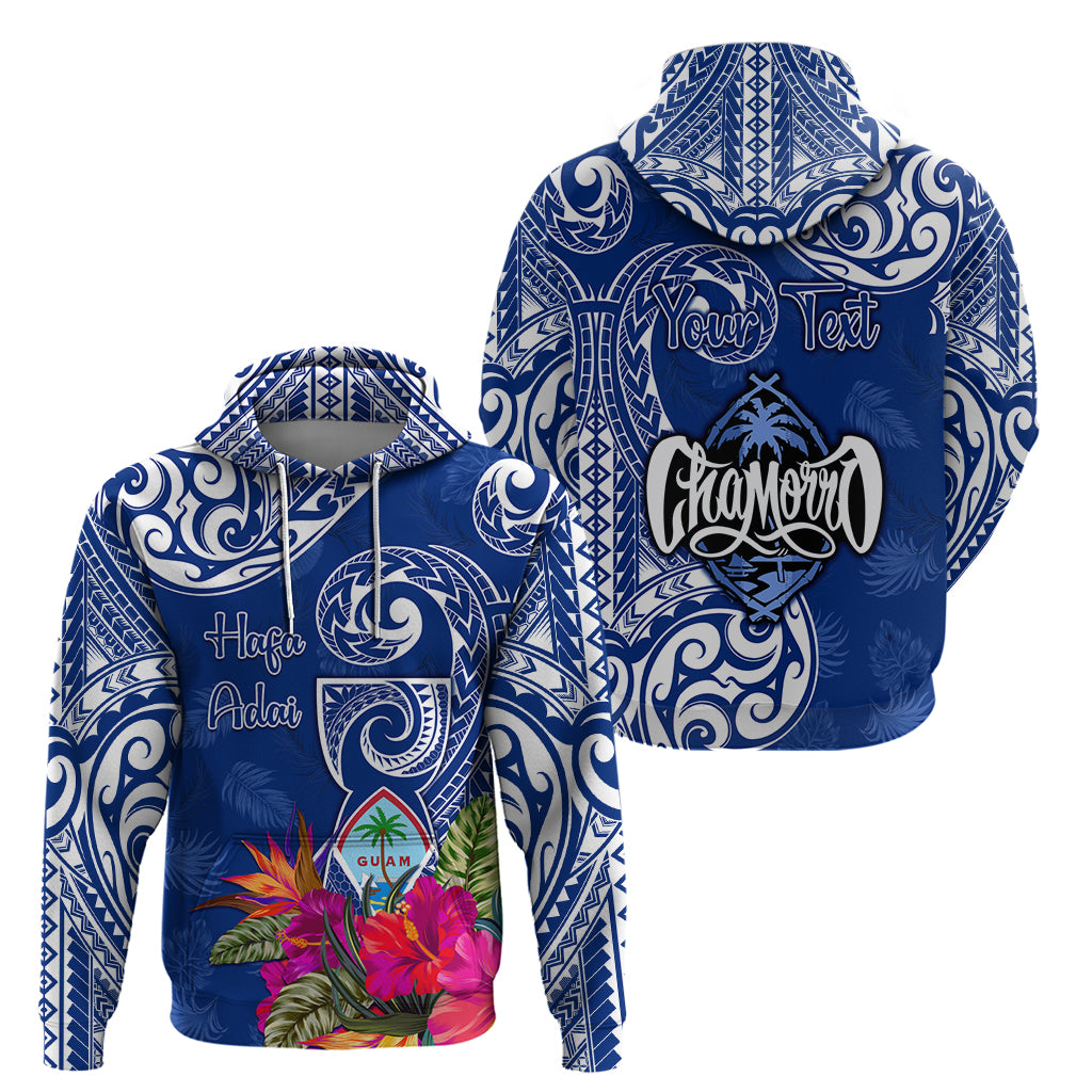 Personalised Hafa Adai Guam History and Chamorro Heritage Day Zip Hoodie Blue Latte Stone LT05 - Polynesian Pride