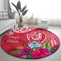 Hafa Adai Guam History and Chamorro Heritage Day Round Carpet Red Latte Stone LT05 - Polynesian Pride