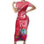 Personalised Hafa Adai Guam History and Chamorro Heritage Day Short Sleeve Bodycon Dress Red Latte Stone LT05 Long Dress Red - Polynesian Pride