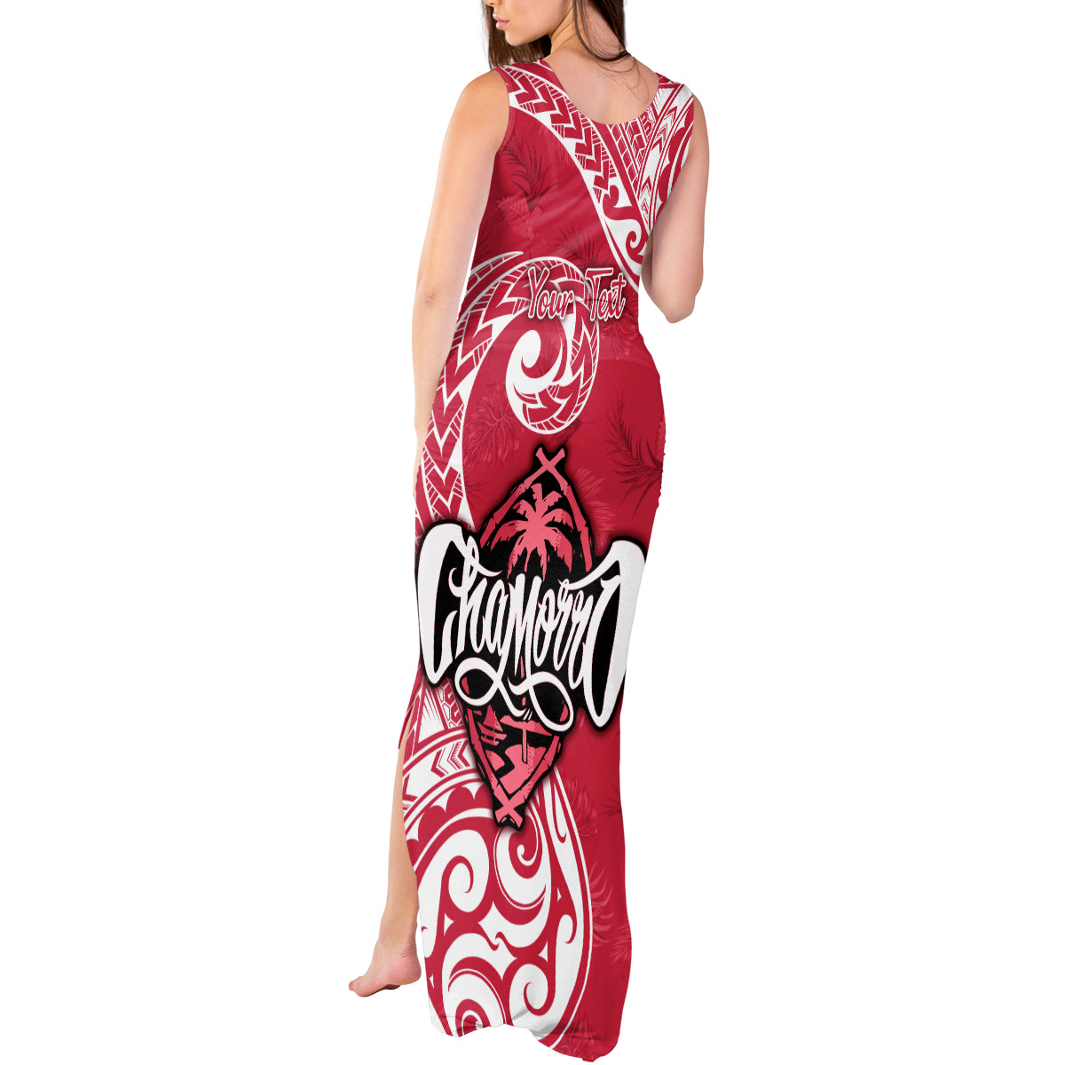Personalised Hafa Adai Guam History and Chamorro Heritage Day Tank Maxi Dress Red Latte Stone LT05 - Polynesian Pride