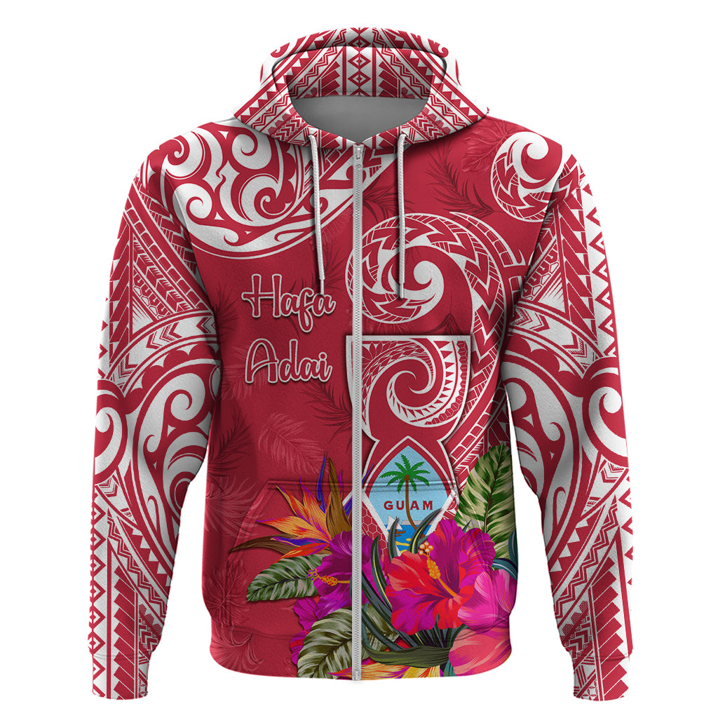 Personalised Hafa Adai Guam History and Chamorro Heritage Day Zip Hoodie Red Latte Stone LT05 Zip Hoodie Red - Polynesian Pride