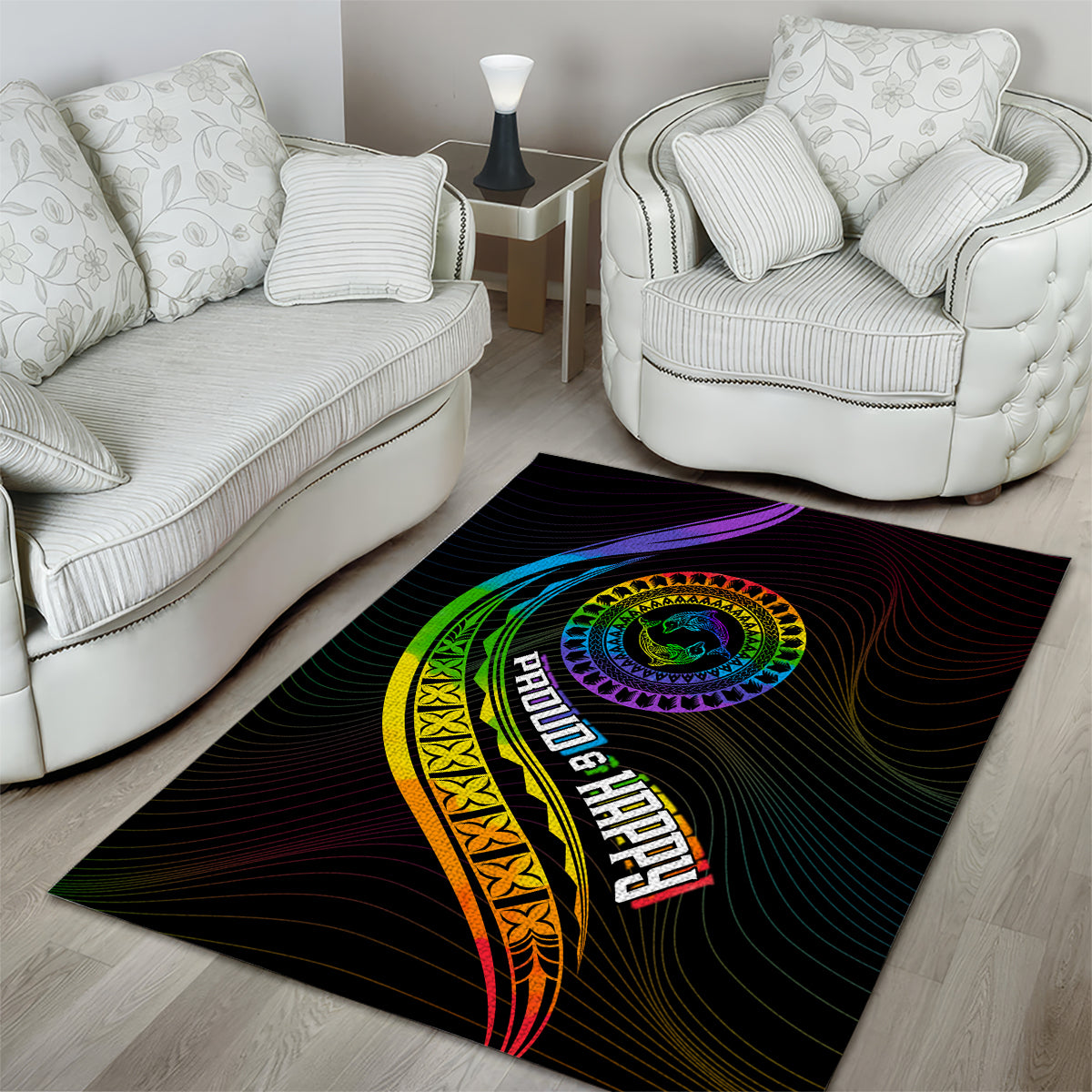 LGBT History Month Area Rug Proud And Happy Polynesian Dolphin LT05 - Polynesian Pride