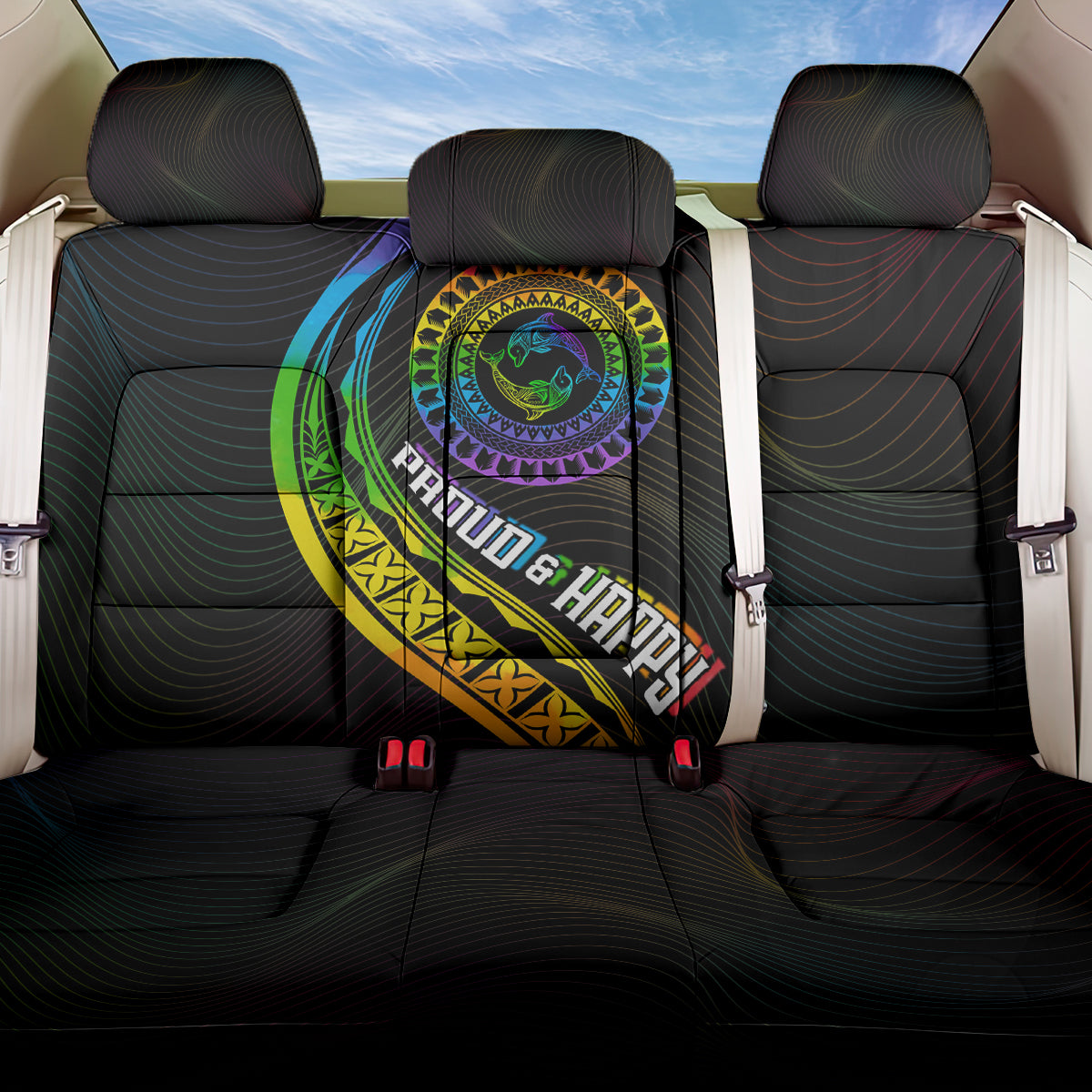 LGBT History Month Back Car Seat Cover Proud And Happy Polynesian Dolphin LT05