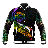 Personalised LGBT History Month Baseball Jacket Proud And Happy Polynesian Dolphin LT05 Unisex Black - Polynesian Pride