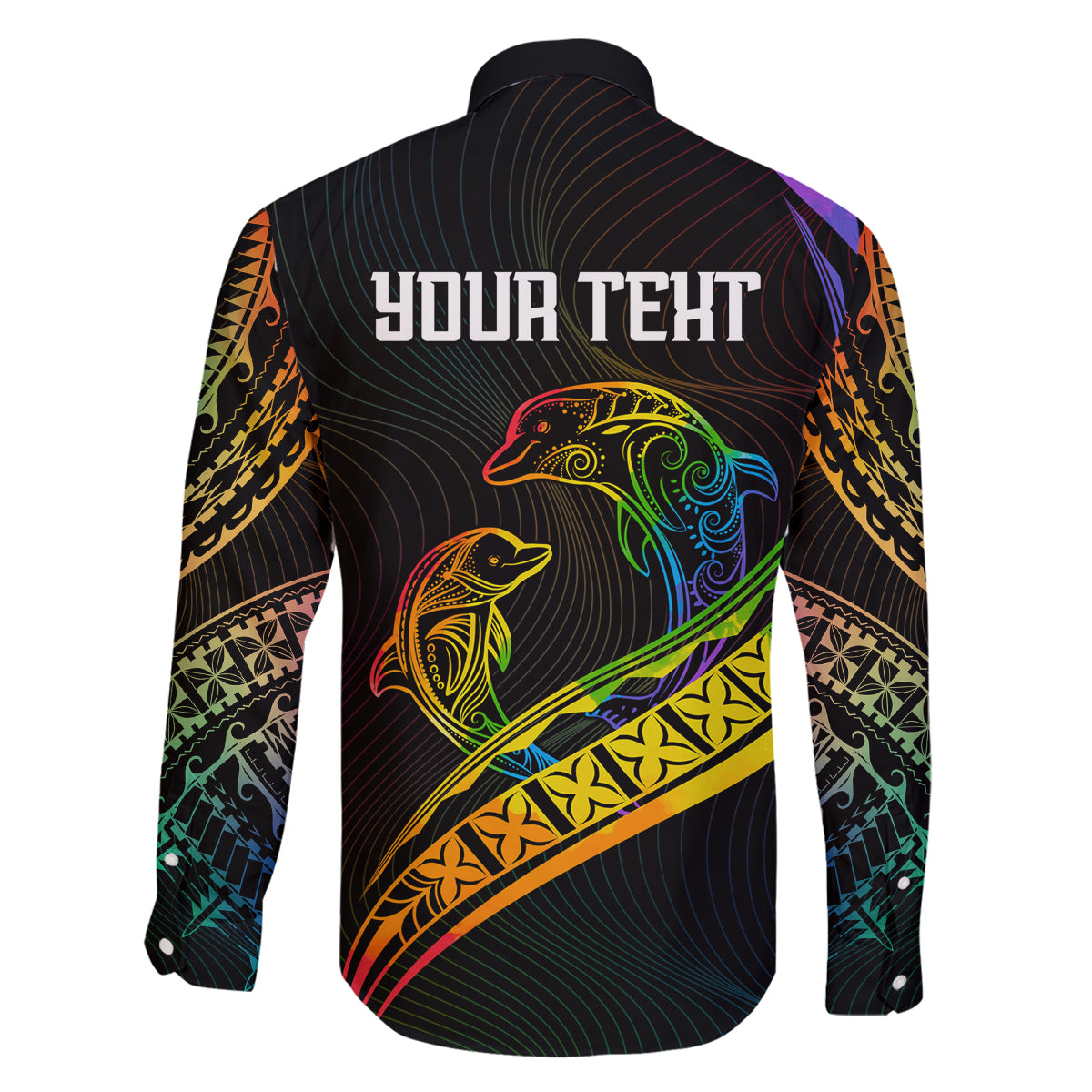 Personalised LGBT History Month Family Matching Off Shoulder Short Dress and Hawaiian Shirt Proud And Happy Polynesian Dolphin LT05 - Polynesian Pride