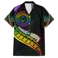 Personalised LGBT History Month Family Matching Tank Maxi Dress and Hawaiian Shirt Proud And Happy Polynesian Dolphin LT05 Dad's Shirt - Short Sleeve Black - Polynesian Pride