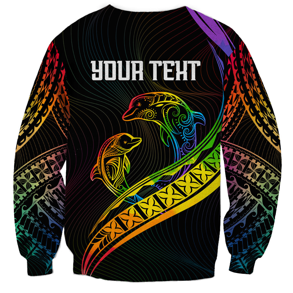 Personalised LGBT History Month Sweatshirt Proud And Happy Polynesian Dolphin LT05 - Polynesian Pride