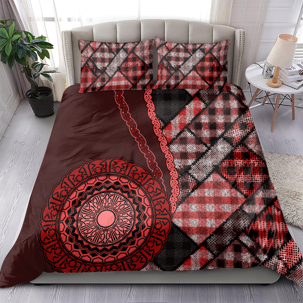 New Zealand Aotearoa Bedding Set Maori Harakeke Weaving Pattern Red LT05 - Polynesian Pride