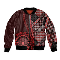 New Zealand Aotearoa Bomber Jacket Maori Harakeke Weaving Pattern Red LT05 Unisex Red - Polynesian Pride