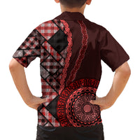 New Zealand Aotearoa Family Matching Tank Maxi Dress and Hawaiian Shirt Maori Harakeke Weaving Pattern Red LT05 - Polynesian Pride