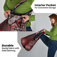 New Zealand Aotearoa Grocery Bag Maori Harakeke Weaving Pattern Red