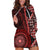 New Zealand Aotearoa Hoodie Dress Maori Harakeke Weaving Pattern Red LT05 Red - Polynesian Pride