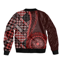 New Zealand Aotearoa Sleeve Zip Bomber Jacket Maori Harakeke Weaving Pattern Red LT05 - Polynesian Pride