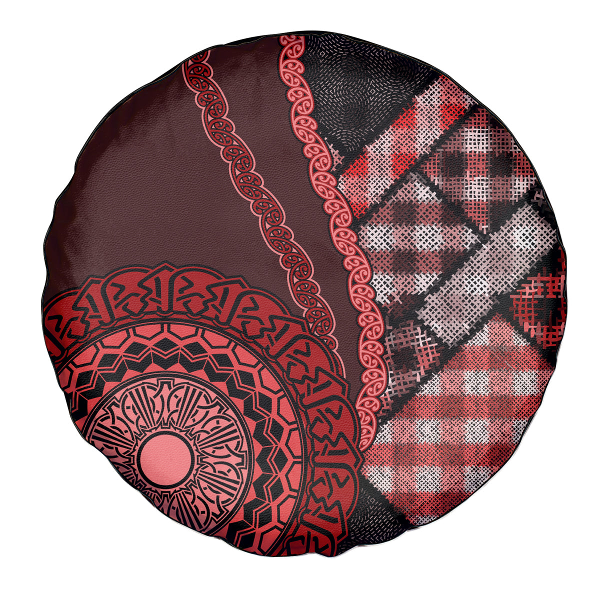 New Zealand Aotearoa Spare Tire Cover Maori Harakeke Weaving Pattern Red LT05 - Polynesian Pride