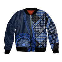 New Zealand Aotearoa Bomber Jacket Maori Harakeke Weaving Pattern Blue LT05 Unisex Blue - Polynesian Pride
