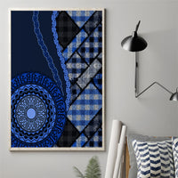 New Zealand Aotearoa Canvas Wall Art Maori Harakeke Weaving Pattern Blue LT05 - Polynesian Pride