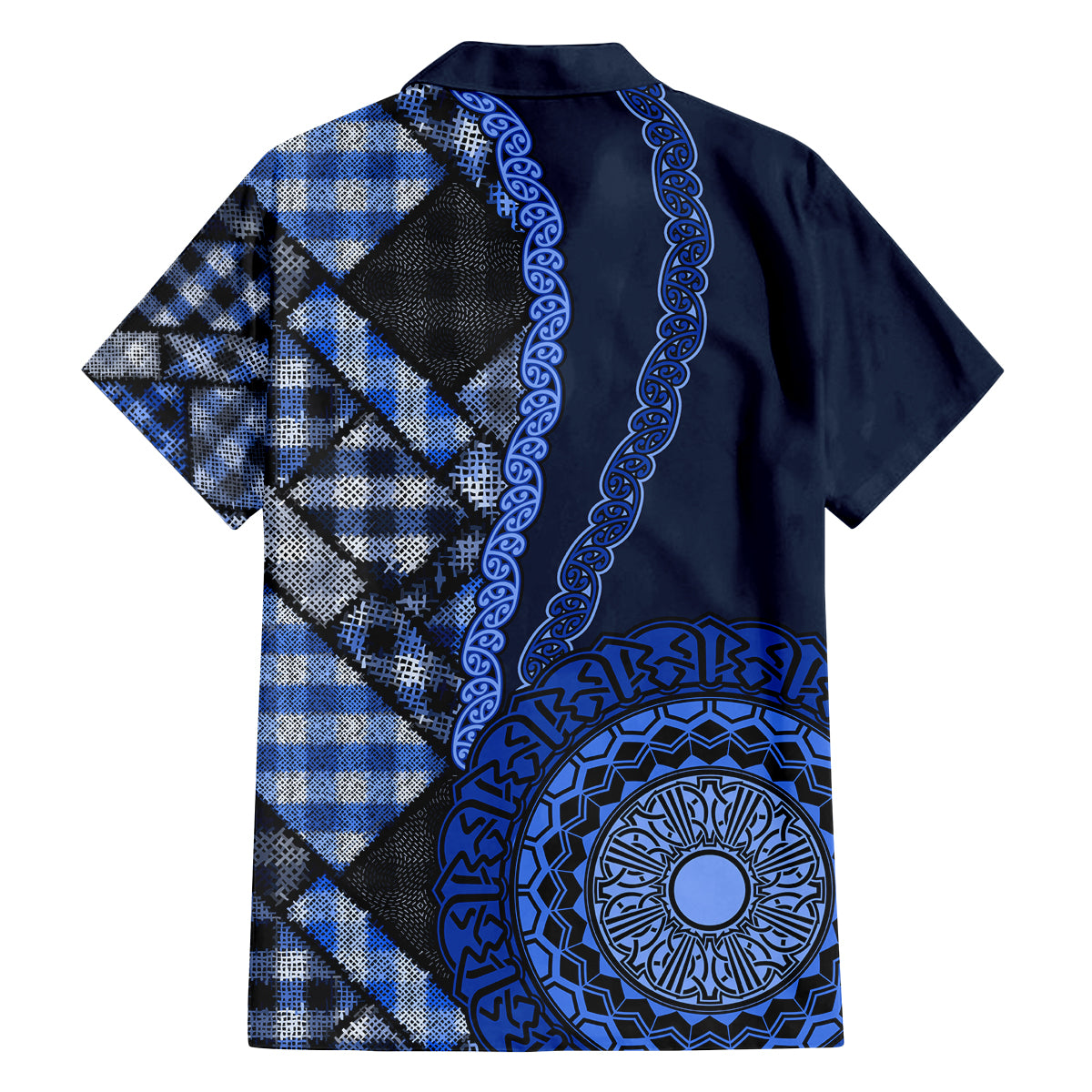 New Zealand Aotearoa Family Matching Long Sleeve Bodycon Dress and Hawaiian Shirt Maori Harakeke Weaving Pattern Blue LT05 - Polynesian Pride