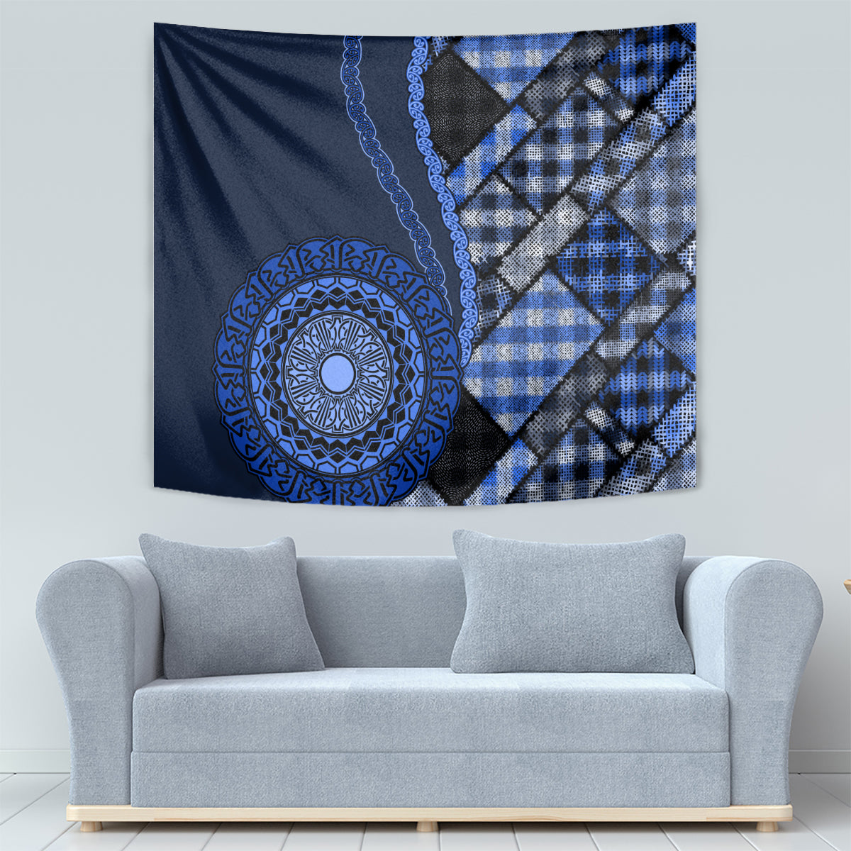 New Zealand Aotearoa Tapestry Maori Harakeke Weaving Pattern Blue LT05 - Polynesian Pride