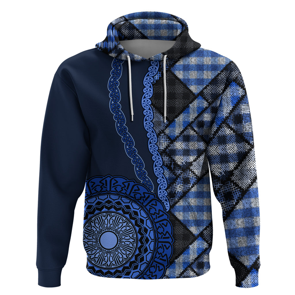 New Zealand Aotearoa Zip Hoodie Maori Harakeke Weaving Pattern Blue LT05 Pullover Hoodie Blue - Polynesian Pride