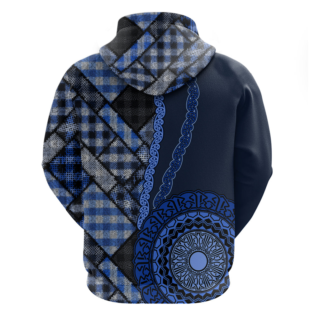 New Zealand Aotearoa Zip Hoodie Maori Harakeke Weaving Pattern Blue LT05 - Polynesian Pride
