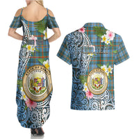 Personalised Hawaii State Couples Matching Summer Maxi Dress and Hawaiian Shirt Tropical Flowers With Tartan Pattern LT05 - Polynesian Pride
