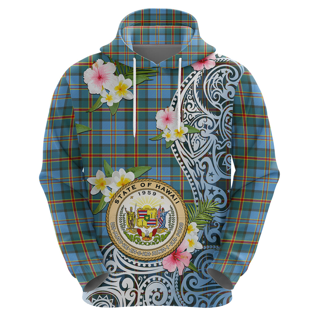 Personalised Hawaii State Zip Hoodie Tropical Flowers With Tartan Pattern LT05 - Polynesian Pride