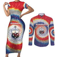 Samoa Couples Matching Short Sleeve Bodycon Dress and Long Sleeve Button Shirt Tie Dye Unique Style