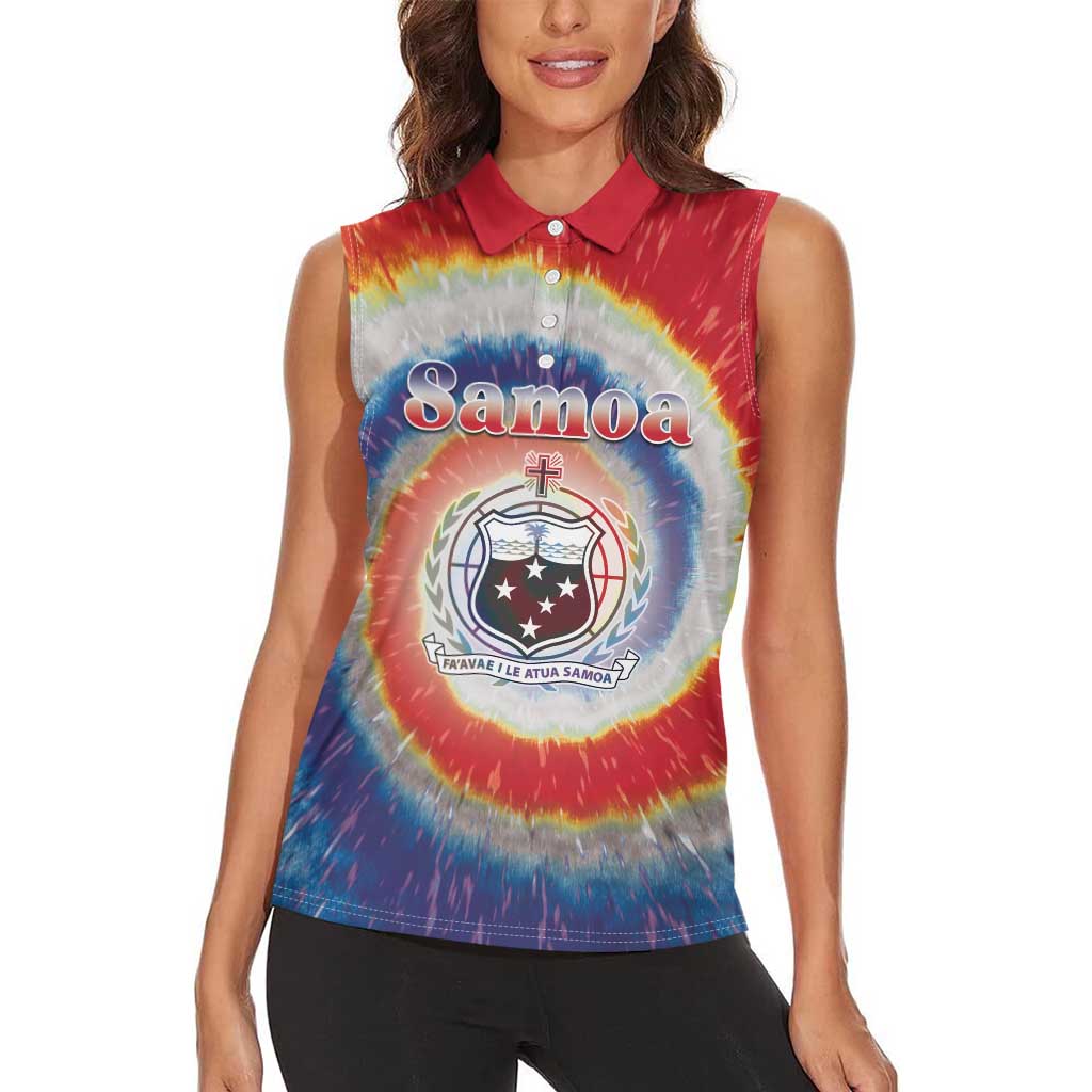 Samoa Women Sleeveless Polo Shirt Tie Dye Unique Style