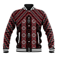 New Zealand Aotearoa Baseball Jacket Red Poutama With Taniko Pattern LT05 Unisex Red - Polynesian Pride