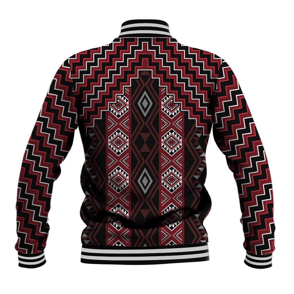 New Zealand Aotearoa Baseball Jacket Red Poutama With Taniko Pattern LT05 - Polynesian Pride